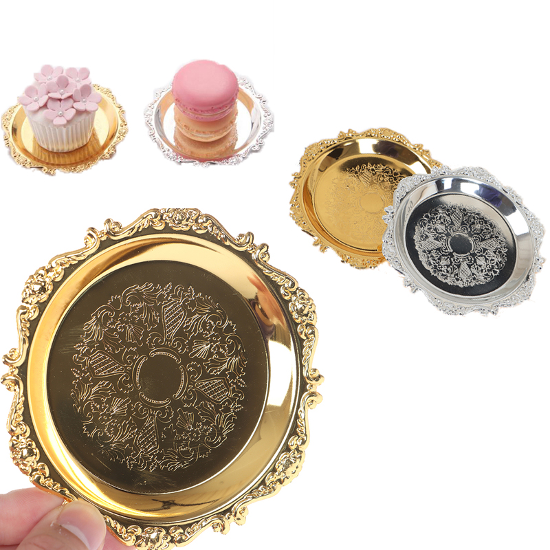 Cake Board Round - จาน nampan besi เงินทองแวววาวสำหรับตกแต่งบุฟเฟ่ต์ผลไม้เค้กอุปกรณ์การจัดเก็บของเบ็ดเตล็ดของหวาน