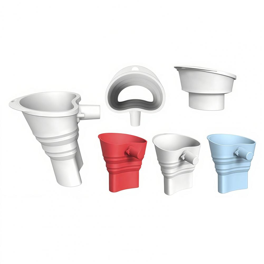 Kitchen Baking Aid - อุปกรณ์ทำขนมมืออาชีพ ซิลิโคนกรวยรินแป้ง ฝาครอบชามผสม อุปกรณ์เสริมแบบพับได้ ป้องกันการหก 3-in-1