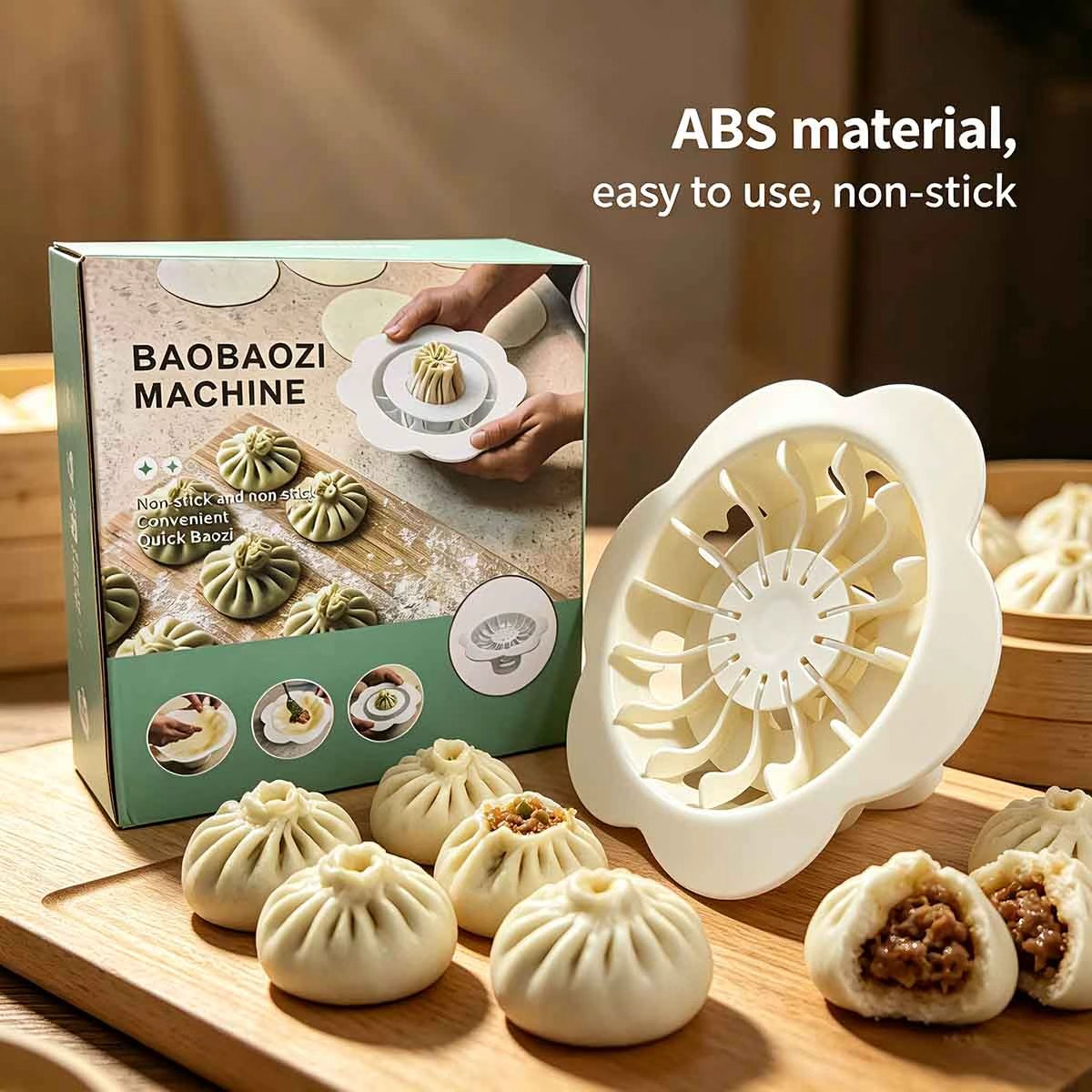 Kitchen Job - เครื่องทำซาลาเปาแบบใช้มือ วัสดุเกรดอาหาร ABS ทำซาลาเปาได้รวดเร็ว ไม่ติดกระทะ แม่พิมพ์ทำขนม