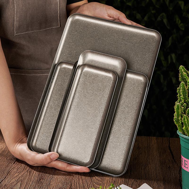 Cake Board Round - ถาดสี่เหลี่ยมขอบมนลายเกล็ดหิมะสีเงิน สแตนเลส 304 วินเทจ สำหรับเสิร์ฟอาหารค่ำ ของหวาน