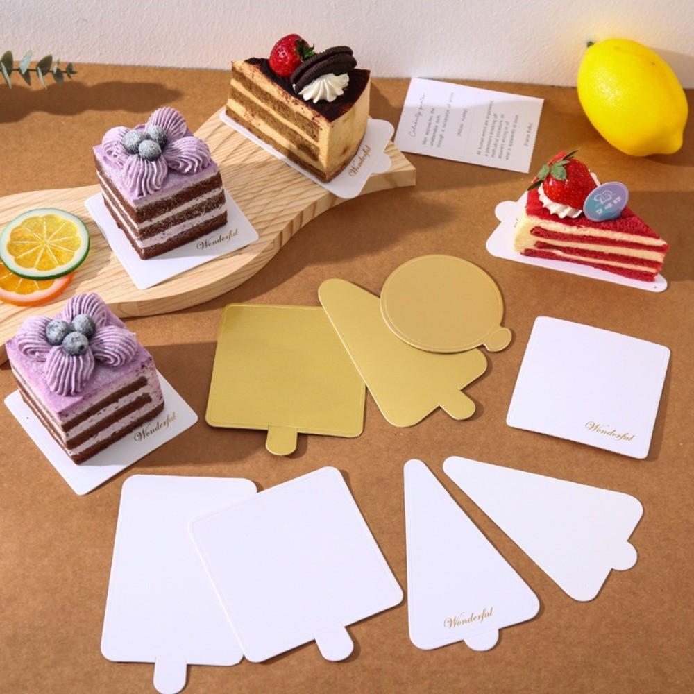 Cake Board Round - แผ่นรองขนมแบบใช้แล้วทิ้ง 50/100 ชิ้น สีทองขาว รูปทรงกลมและสี่เหลี่ยม สำหรับมูสเค้ก