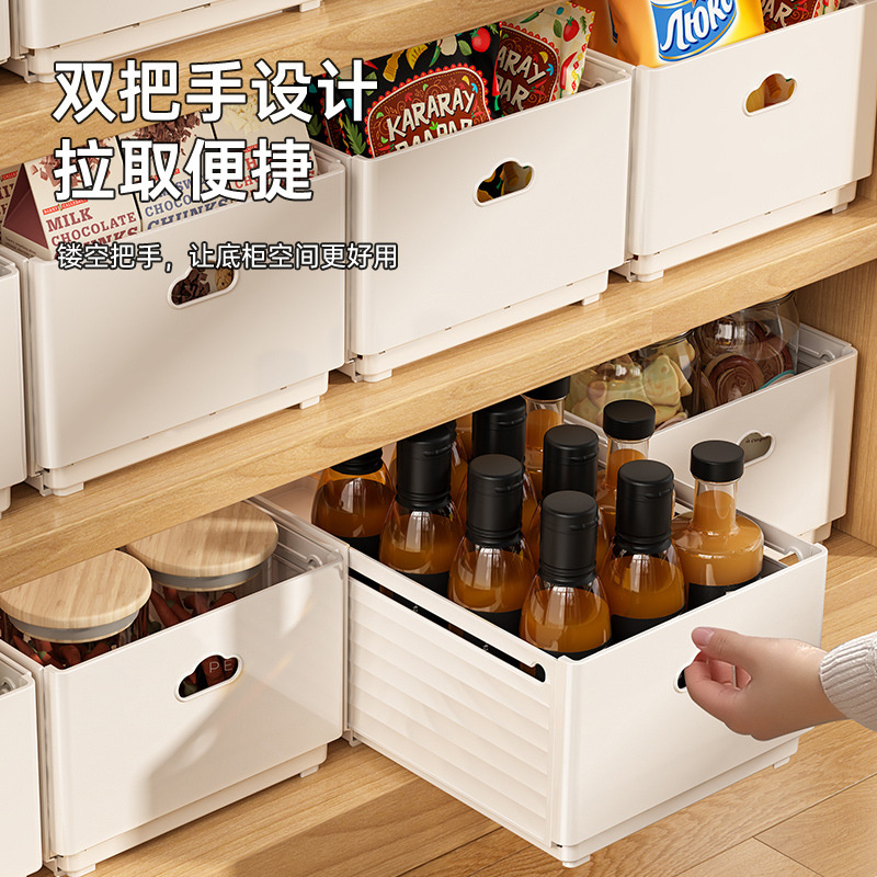 Kitchen Baking Tins - กล่องจัดระเบียบลิ้นชักแบบยืดหดได้ ปรับความยาวได้ กล่องเก็บของในตู้ วางซ้อนกันได้ กล่องจัดระเบียบในครัว กล่องเก็บของสำหรับใช้ในบ้าน