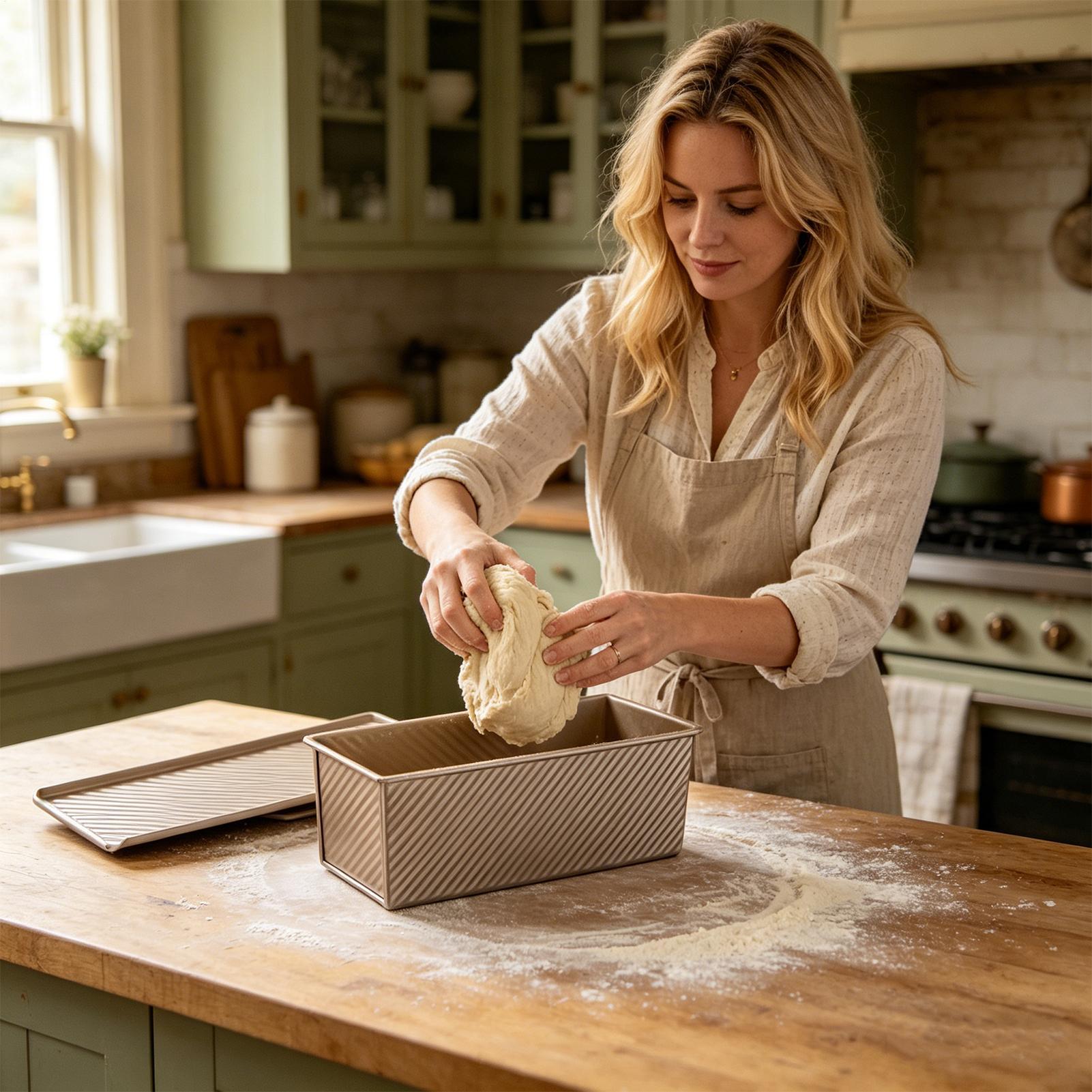 Kitchen Baking Tins - ถาดอบขนมปังเหล็กคาร์บอนลูกฟูกเคลือบสารกันติด สำหรับอบขนมปังแซนวิช ขนมปังแผ่น และขนมปังก้อน ใช้ได้ทั้งที่บ้าน ร้านอาหาร