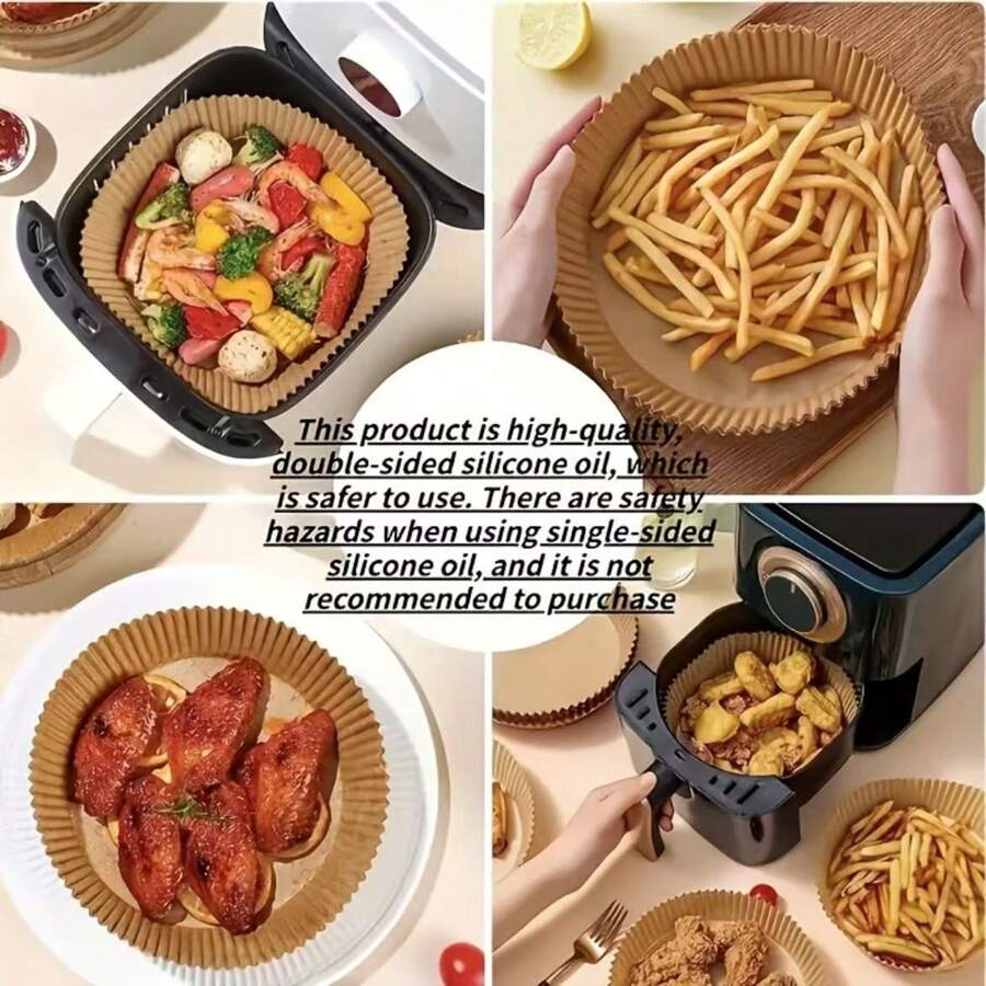 Kitchen Baking Gift Basket - SGIAWETA-100ชิ้น, แผ่นรองหม้อทอดไร้น้ำมันแบบใช้แล้วทิ้งทรงสี่เหลี่ยม (6.3นิ้ว/8นิ้ว), กระดาษรองหม้อทอดไร้น้ำมัน, ชามกระดาษสำหรับอบ, ถาดอบ,