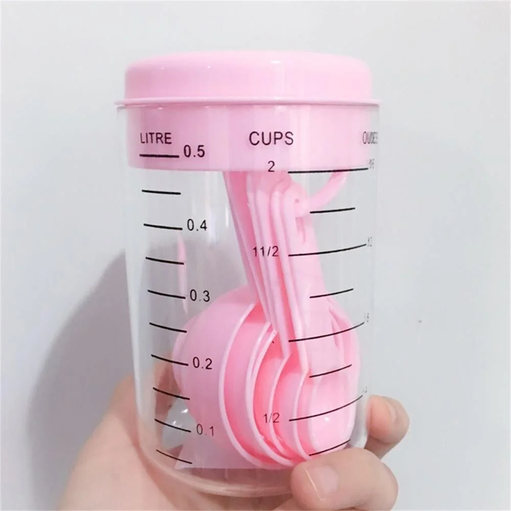 Kitchen Baking Utensil Set - 7 ชิ้น/เซ็ตถ้วยตวงพลาสติกและช้อนชากาแฟเครื่องครัวเบเกอรี่เครื่องมือถาด