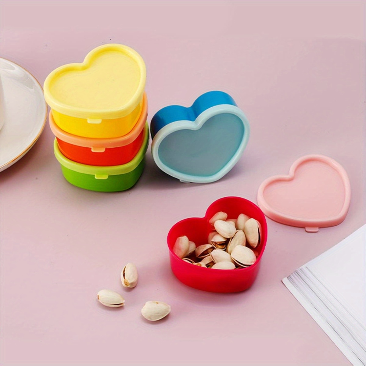 Kitchen Baking Tins - กล่องใส่อาหารขนาดเล็ก 5 ชิ้น พร้อมฝาปิด กล่องเก็บเครื่องปรุงแบบนำกลับมาใช้ใหม่ได้ กล่องใส่น้ำสลัด
