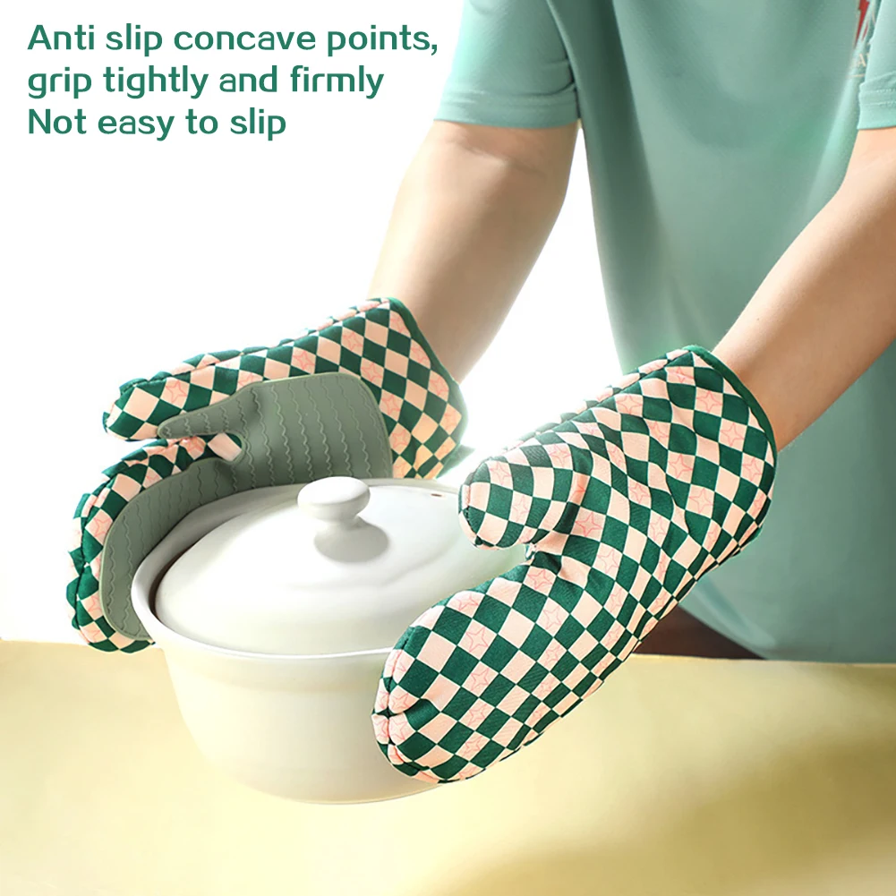 Kitchen Baking Gloves - ถุงมือซิลิโคนสำหรับเตาอบ ทนความร้อน หนาขึ้น ไม่ลื่น ถุงมือครัว ถุงมือกันความร้อน