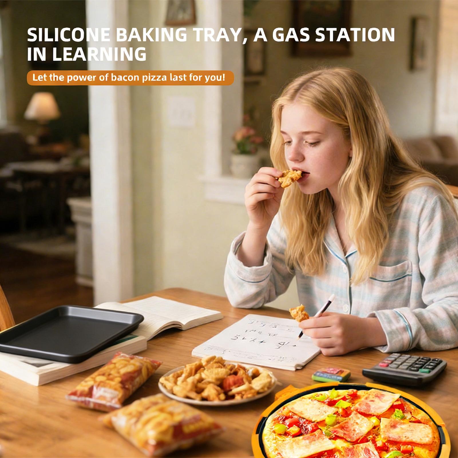 Kitchen Baking Pans - ถาดย่างไมโครเวฟแบบร้อนเร็ว ถาดพิซซ่า ถาดทำชีสย่างสำหรับเตาอบ ครัว บ้าน โรงเรียน