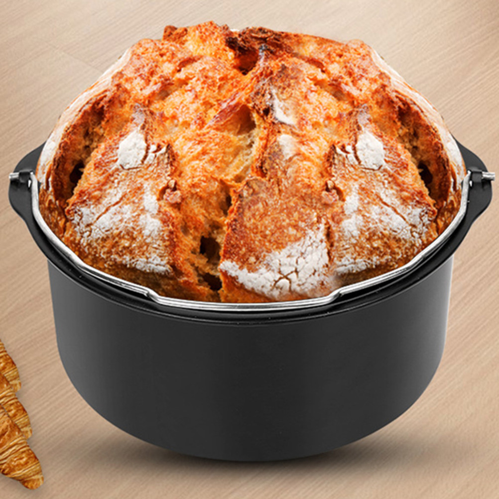 Kitchen Baking Gift Basket - ตะกร้าเค้กสำหรับหม้อทอดไร้น้ำมัน ขนาด 7 นิ้ว สีดำ แบบไม่ติดกระทะ