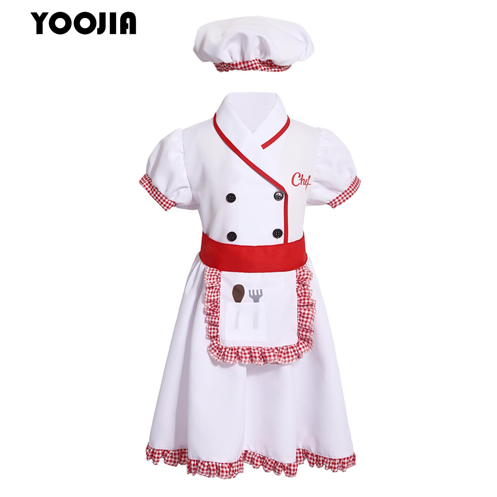 Cooking Chef Xl - ชุดยูนิฟอร์มเชฟเด็กชายเด็กหญิง ผ้ากันเปื้อน หมวก ชุดคอสเพลย์ฮาโลวีนสำหรับเด็ก ชุดฝึกทำขนม วาดภาพ