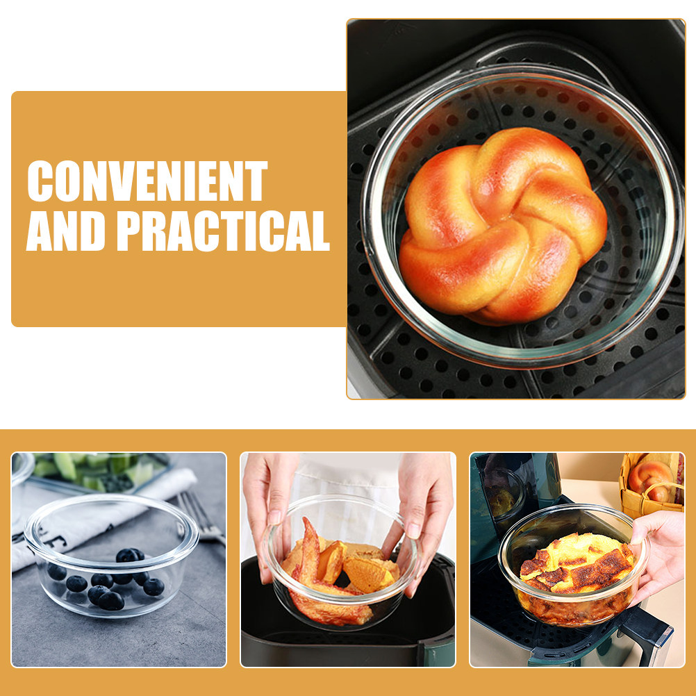 Kitchen Baking Bowls - ชามผสมแก้วทนความร้อนสูง 2 ชิ้น ชามใสขนาดใหญ่สำหรับเสิร์ฟสลัด ผลไม้ ใช้ในครัว