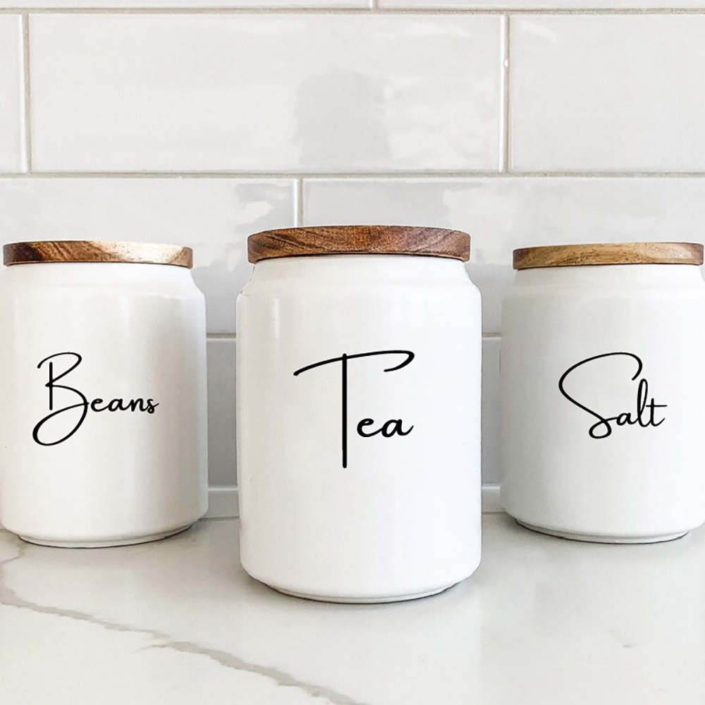 Kitchen.Baking Labels - ห้องครัวกระป๋อง Jar ป้ายสติกเกอร์กันน้ํารูปลอกชากาแฟน้ําตาลเบเกอรี่เกลือคําคมไวนิล Mural Art Decals