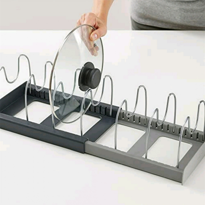 Kitchen Baking Drawer - ที่จัดระเบียบลิ้นชักครัวแบบปรับขยายได้สำหรับหม้อ, กระทะ, ฝาปิด และถาดอบ