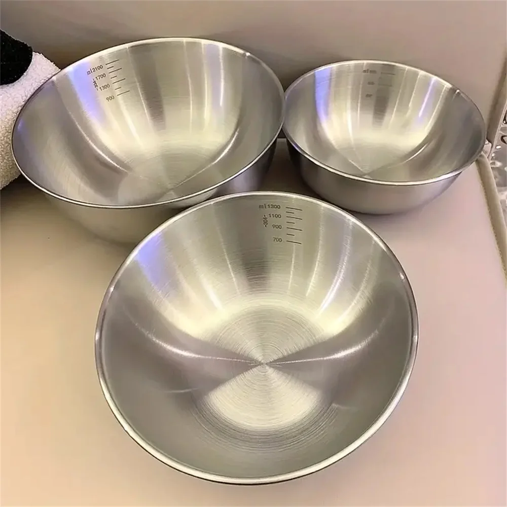 Kitchen Baking Bowls - ชุดชามสแตนเลส 1-3 ใบ พร้อมสเกลวัด สำหรับทำอาหาร อบขนม