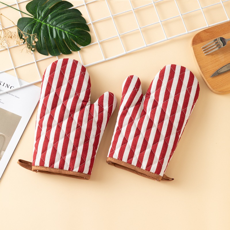 Kitchen Baking Gloves - ถุงมือกันความร้อนแบบหนา 2 ชิ้น สำหรับใช้ในครัวเรือน ถุงมือลายตาข่าย ทนความร้อนสูง