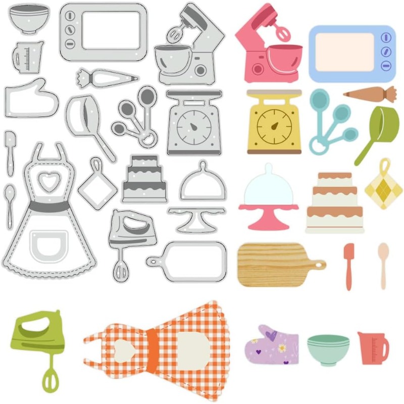 Kitchen Baking Gloves - 1ชิ้นเครื่องมืออบตัดตายเครื่องครัวS Tencilsผ้ากันเปื้อนถุงมือตกแต่งลายนูนS Tencilsสําหรับสมุดอัลบั้มภาพ