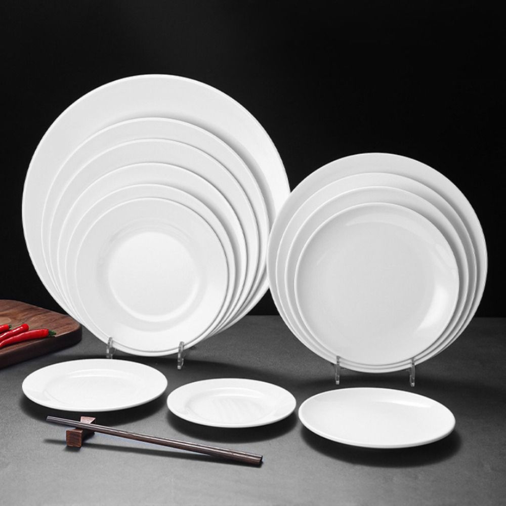 Cake Board Round - ครัวเรือนรอบเมลามีนจานสีขาวฤดูใบไม้ร่วงเลียนแบบ Porcelain สีขาวแผ่น Unbreakable ทนทานจานอาหารค่ําขนมหวาน