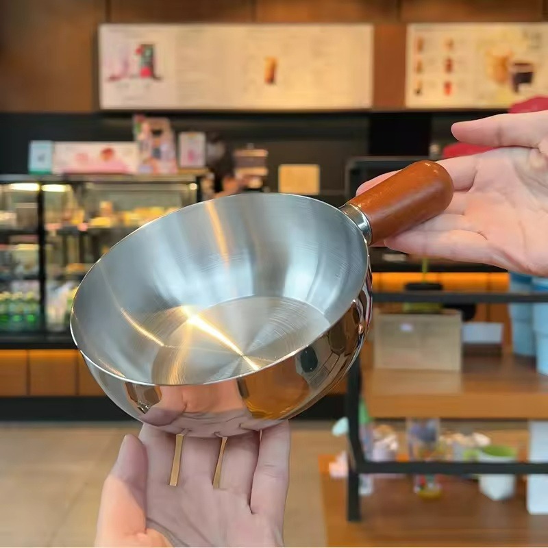 หม้อสแตนเลสพร้อมด้ามจับไม้วอลน - Kitchen Baking Bowls บทวิจารณ์และราคา