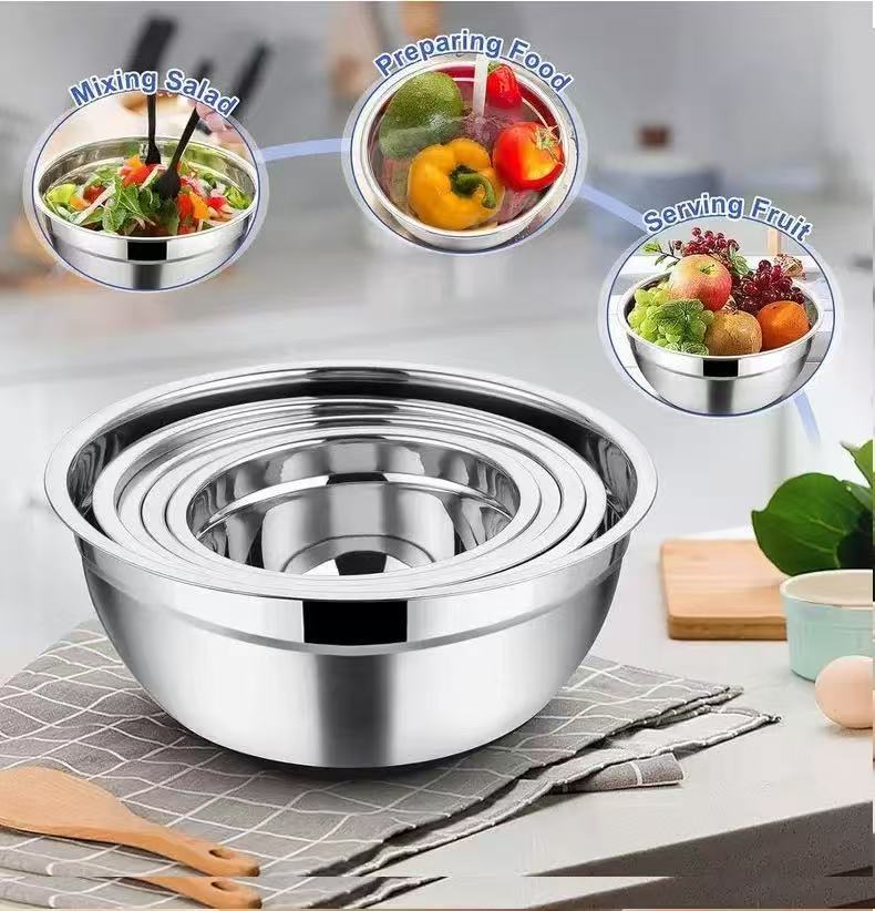 ชุดชามผสมสแตนเลสหนาพร้อมฝาปิด  - Kitchen Baking Bowls บทวิจารณ์และราคา