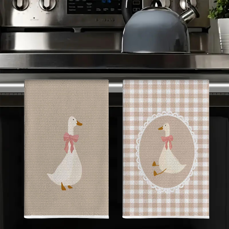 2 ชิ้น, ผ้าเช็ดครัวลายเป็ดน่าร - Kitchen Baking Cloth บทวิจารณ์และราคา