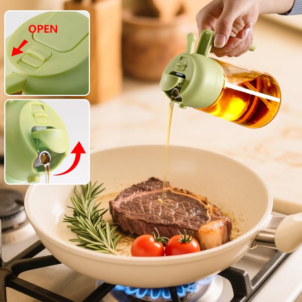ขวดสเปรย์น้ำมันแก้วสีเขียวและข - Kitchen.Baking Labels บทวิจารณ์และราคา