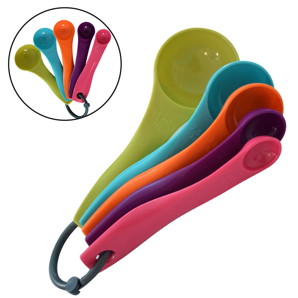5 ชิ้นที่มีสีสันเกลือน้ํามันช้ - Kitchen Baking Utensil Set บทวิจารณ์และราคา