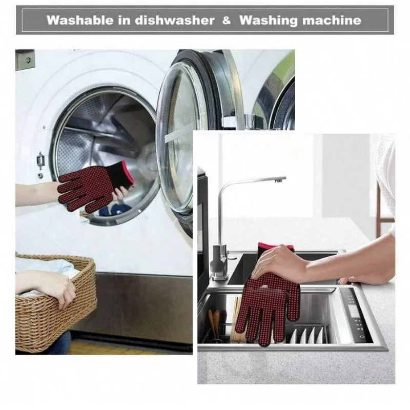 ถุงมือซิลิโคนกันลื่น 1 คู่ สำห - Kitchen Baking Gloves บทวิจารณ์และราคา
