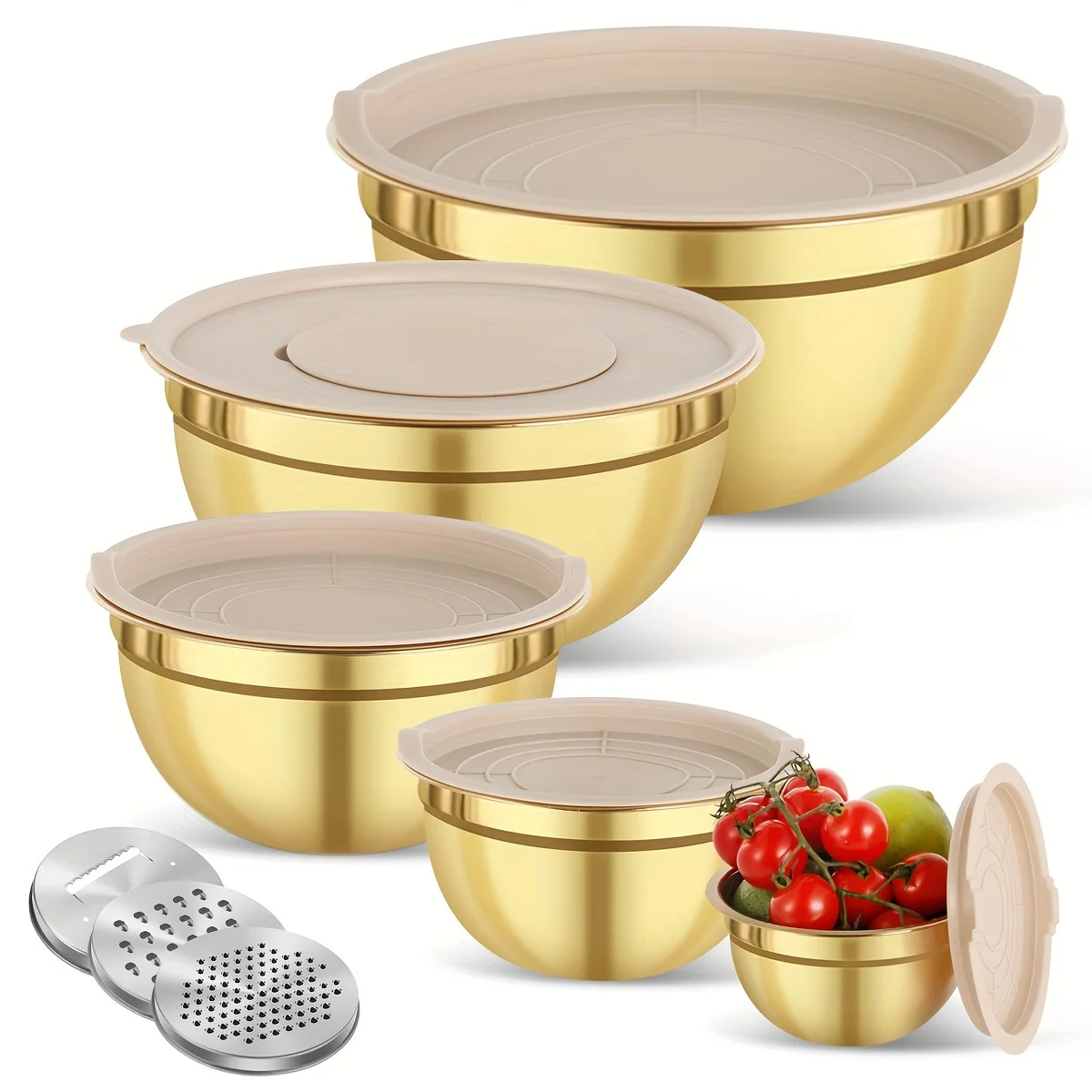 ชุดชามผสมสแตนเลสสีทอง 10 ชิ้นพ - Kitchen Baking Bowls บทวิจารณ์และราคา