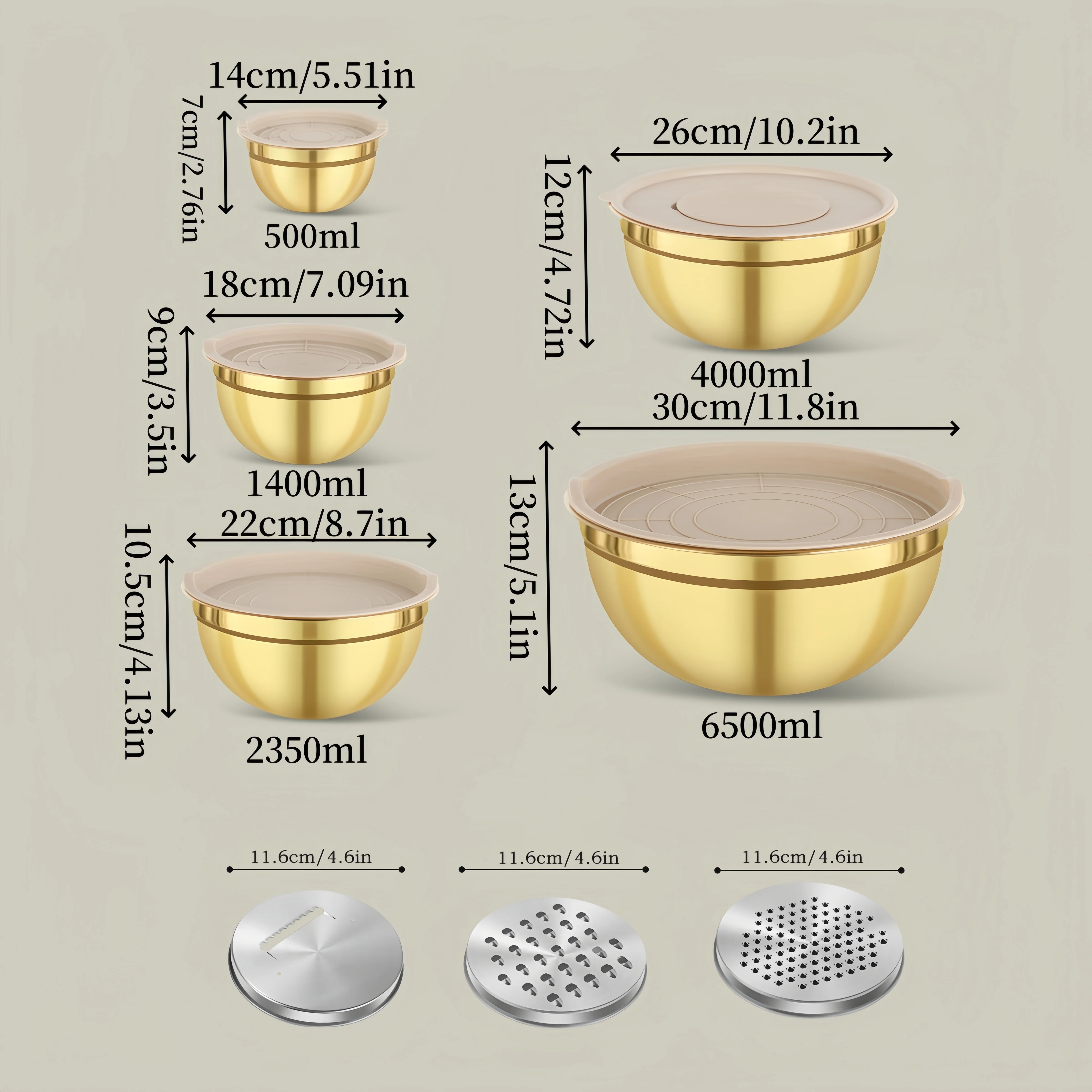ชุดชามผสมสแตนเลสสีทอง 10 ชิ้นพ - Kitchen Baking Bowls บทวิจารณ์และราคา