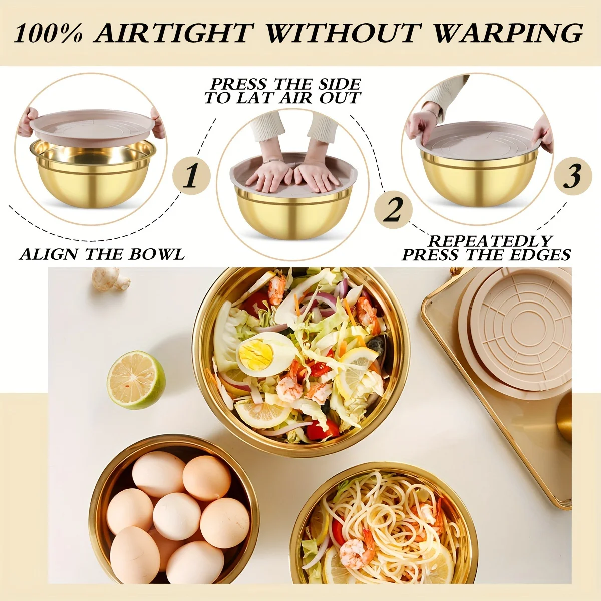 ชุดชามผสมสแตนเลสสีทอง 10 ชิ้นพ - Kitchen Baking Bowls บทวิจารณ์และราคา