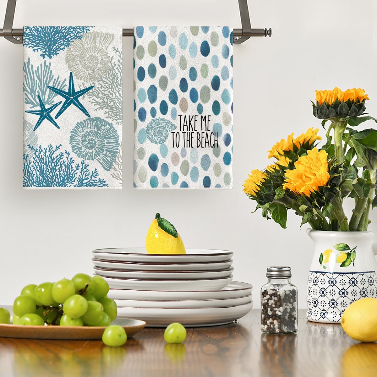 ผ้าเช็ดครัวลายม้าน้ำสีคอรัล 4  - Kitchen Baking Cloth บทวิจารณ์และราคา