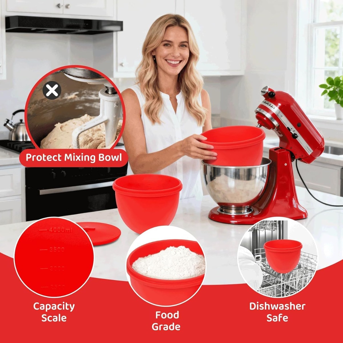 แผ่นรองชามซิลิโคนพร้อมฝาปิดสำห - Kitchen Baking Aid บทวิจารณ์และราคา