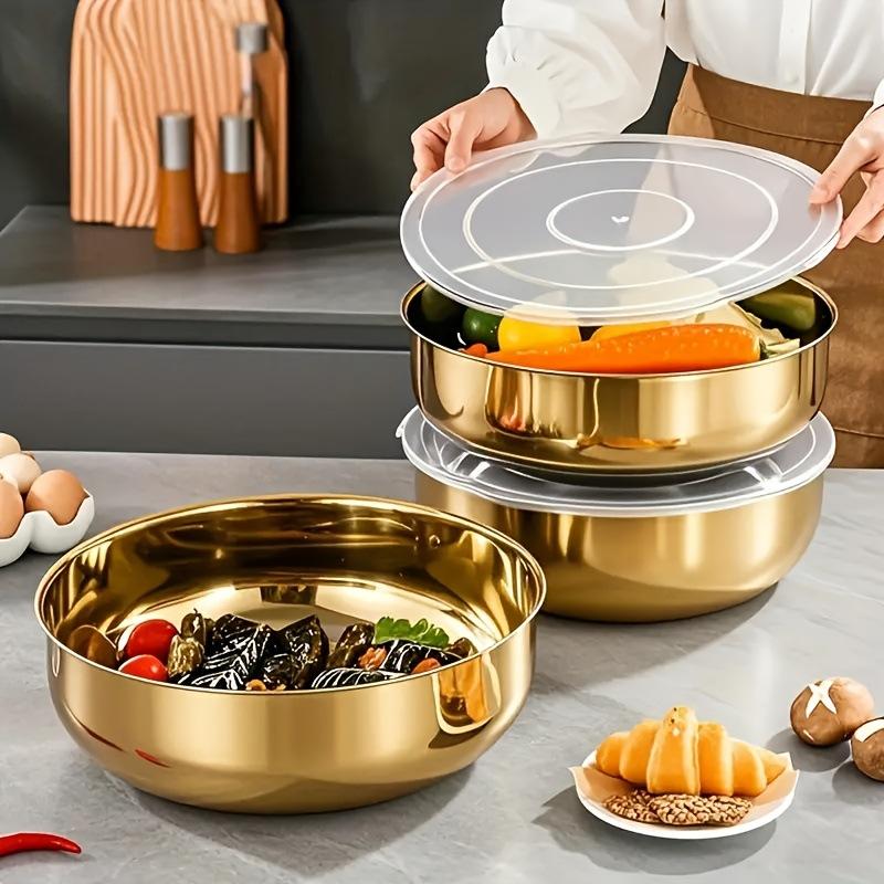 ชามผสมสแตนเลสแบบใหม่พร้อมฝาปิด - Kitchen Baking Bowls บทวิจารณ์และราคา