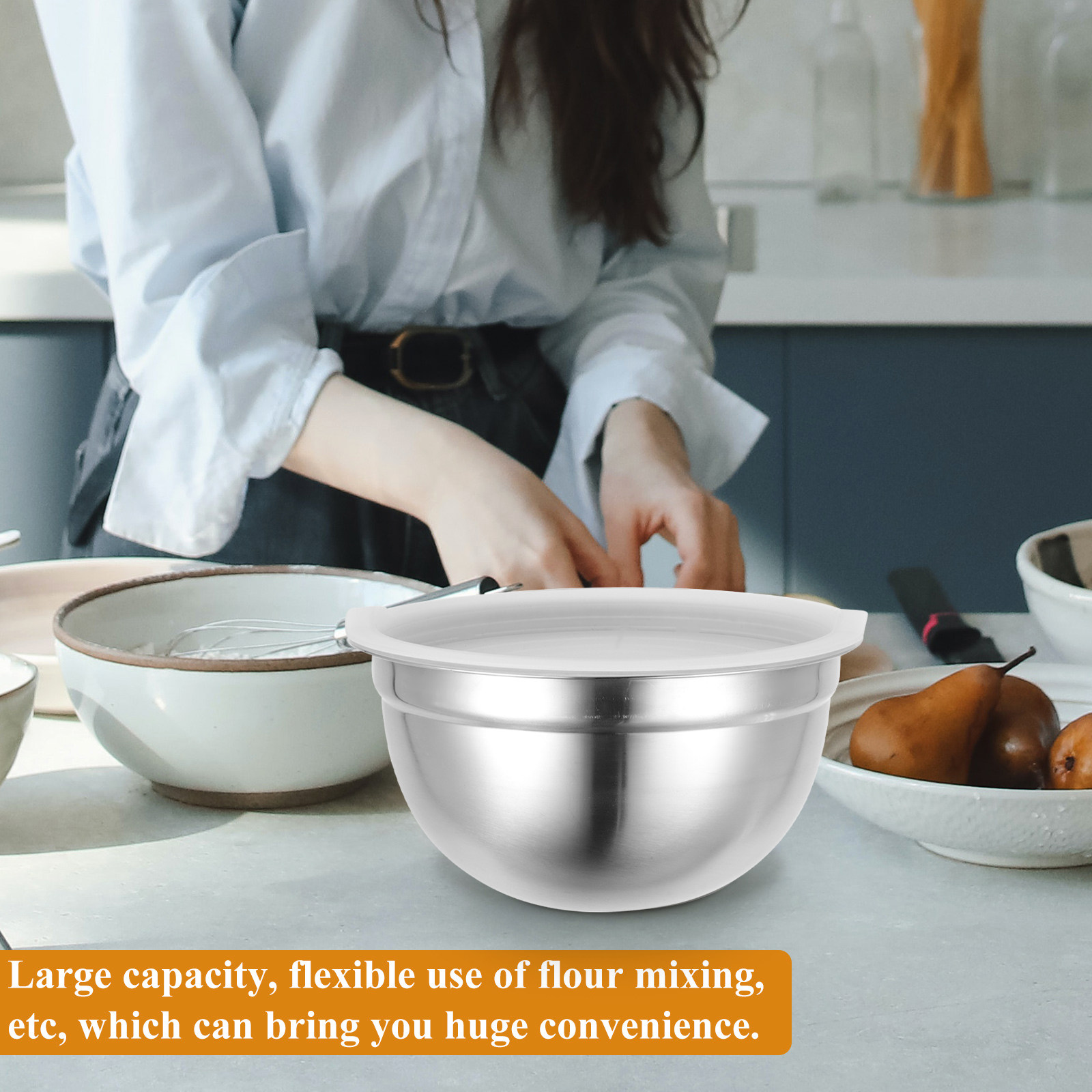 ชามผสมสแตนเลสขนาดใหญ่สำหรับสลั - Kitchen Baking Bowls บทวิจารณ์และราคา